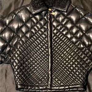VERSACE BLACK
LEATHER & FUR PUFFER
JACKET 1992